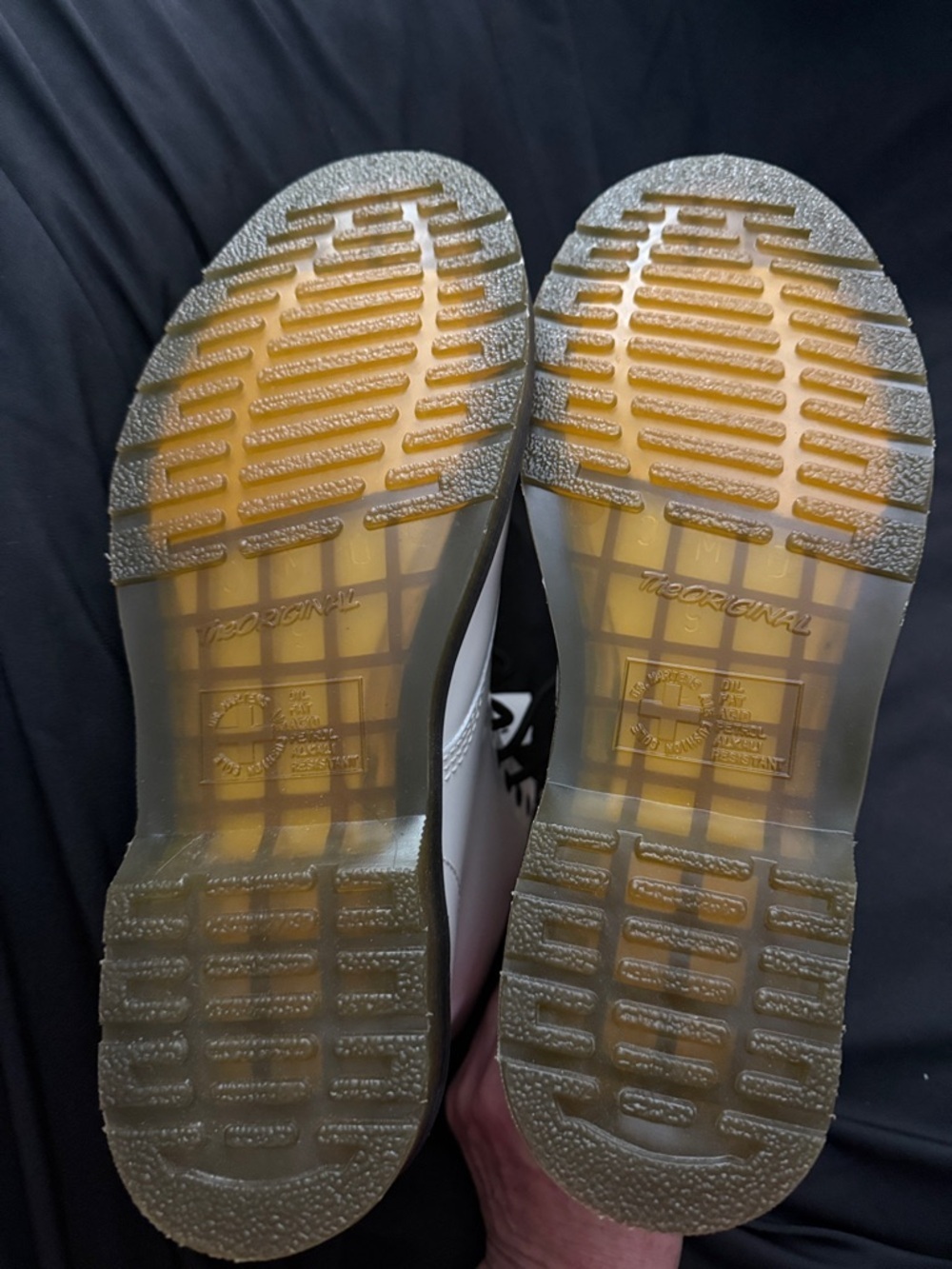Dr. Martens White Leather Lace-Up Boots with Yellow Stitching Size 10 Brand New! - Picture 6 of 10